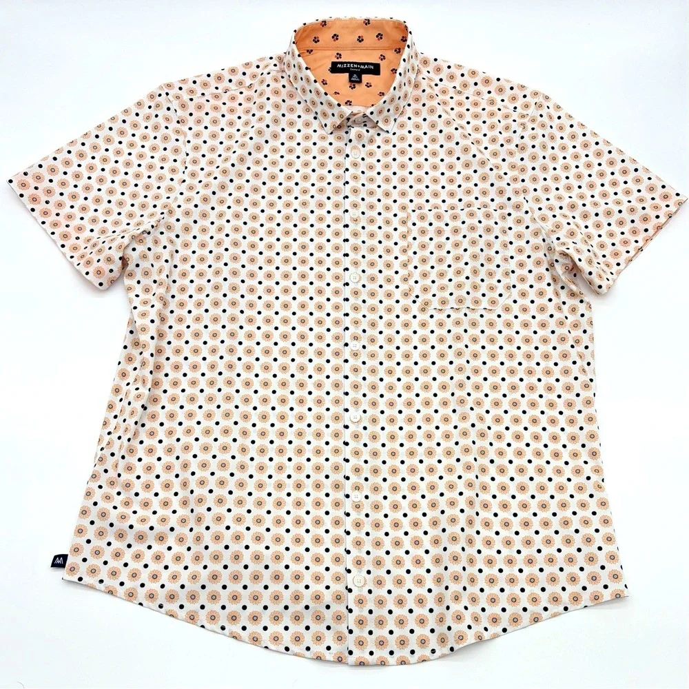 Mizzen + Main Leeward Mens XL Trim Short Sleeve Print Button Down Shirt
